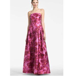 Sachin & Babi Zofia Strapless Watercolor Gown with bow-tie  - size 0